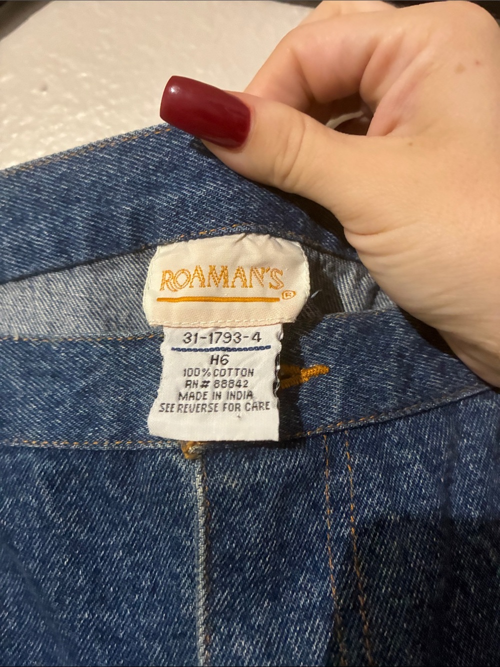 Roaman's Patchwork Denim Maxi Skirt - Picture 2 of 7